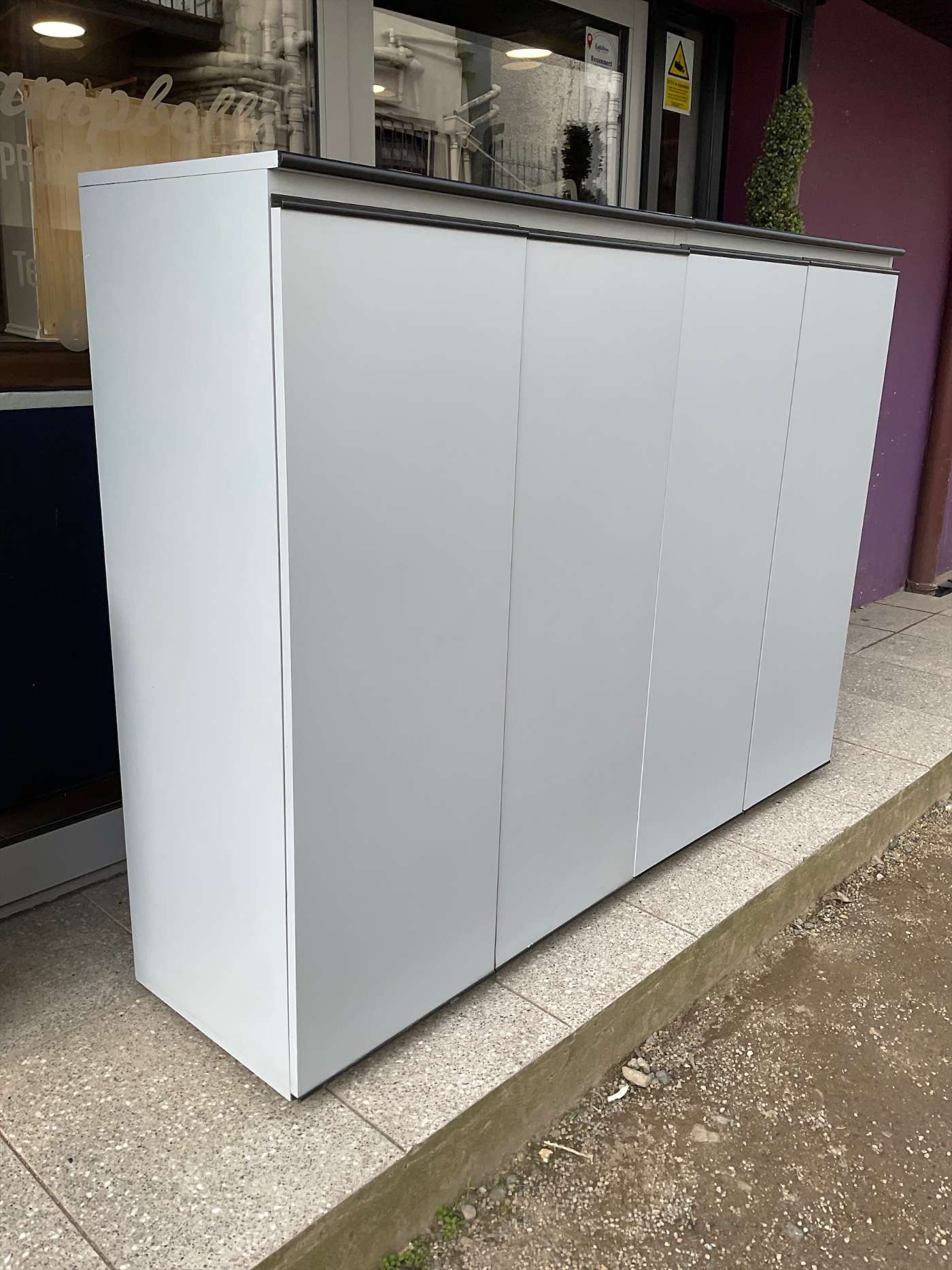 Pair of grey 2 door storage cabinet - We Probably Have It